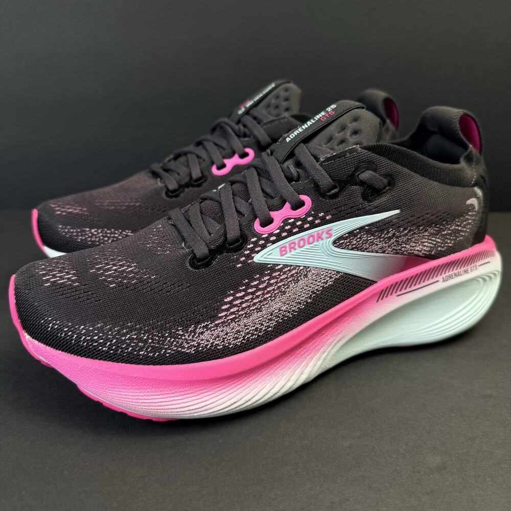 Brooks Adrenaline GTS 25 Women’s 8 Black Pink Aqua Running Shoes 1204431B064